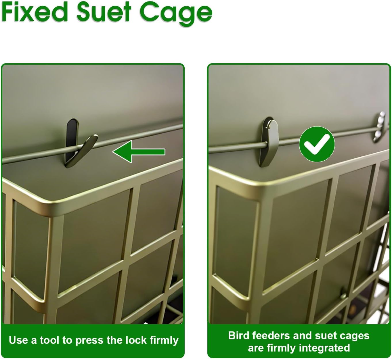 Large Squirrel-Proof Bird Feeder for Outdoors Hanging,Metal Bird Feeder with Squirrel Baffle,& Double Suet Cage,Suet Feeder,Humming Finch Cardinal Woodpecker Feeder,Great for Attracting Wild Birds
