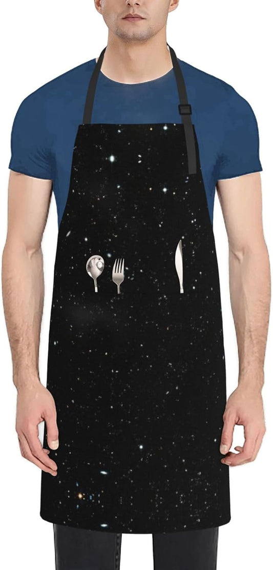 black glitter print Waterproof apron with pocket adjustable cooking ap