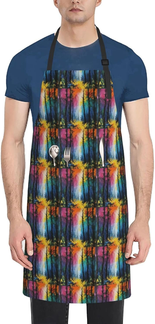 YANYU Tree Art Print 28x33 In Kitchen Apron Stylish Chef Apron with Po