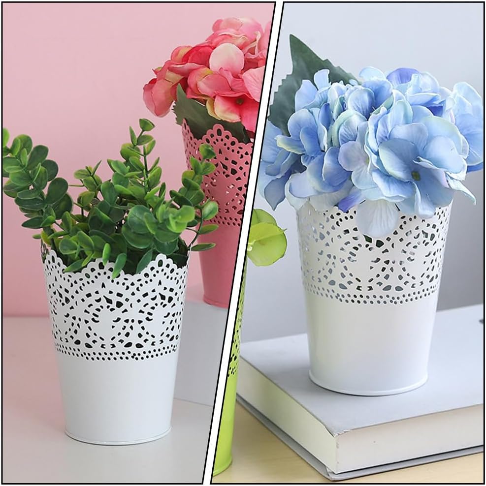 BESTOYARD 4 Pcs White Iron Floral Vase, Tabletop Flower Pot, Wedding B