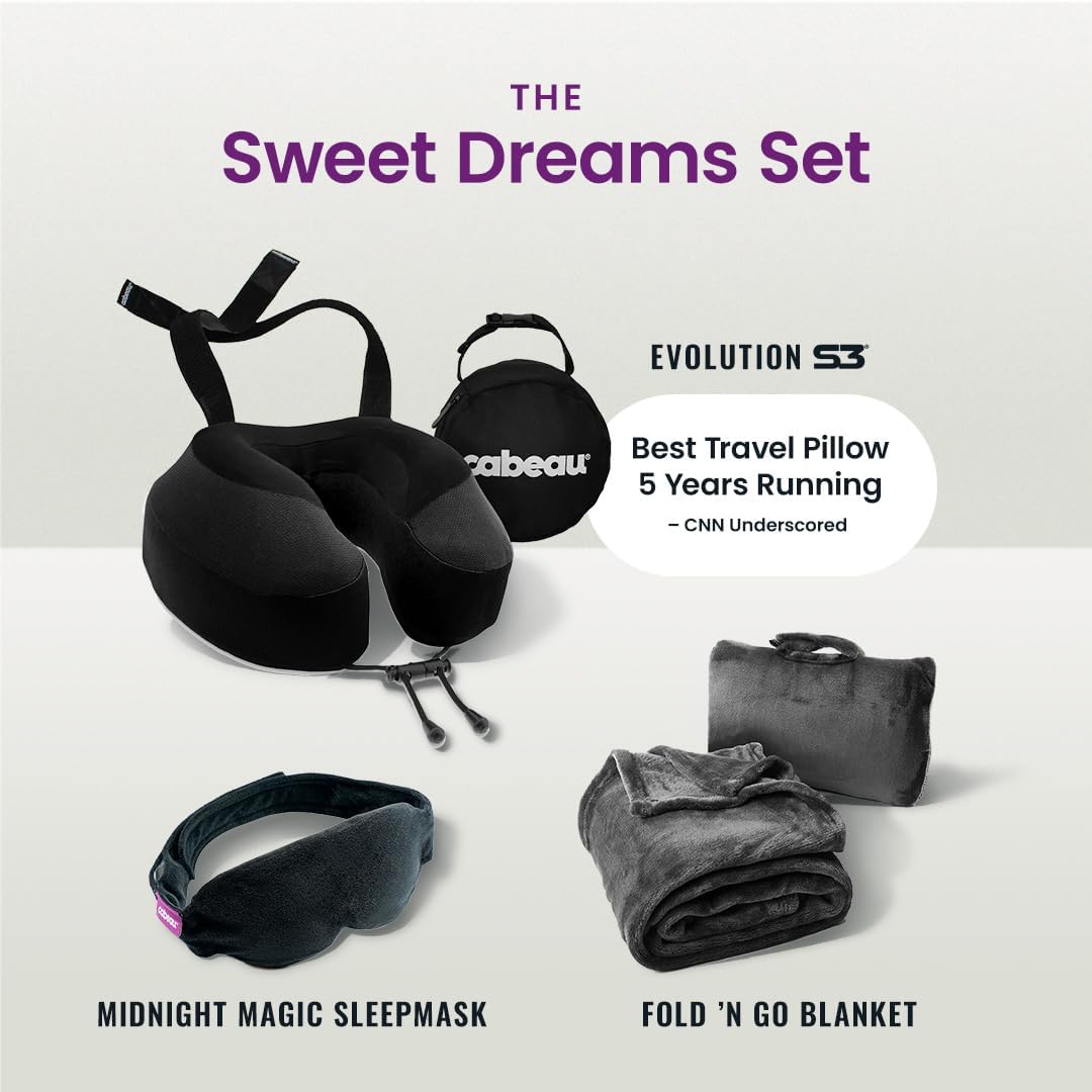 Cabeau Evolution S3 Airplane Travel Pillow for Long Flights - Supporti