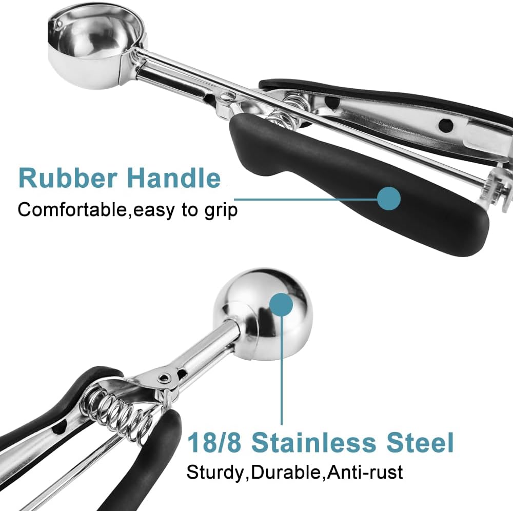 Cookie Scoop Set, Include 1 Tbsp/2 Tbsp/3 Tbsp, Cookie Dough Scoop, Cookie Scoops for Baking Set of 3, 18/8 Stainless Steel, Good Grip, Non-Slip, For Cookies Cupcake Muffin Ice Cream waffle