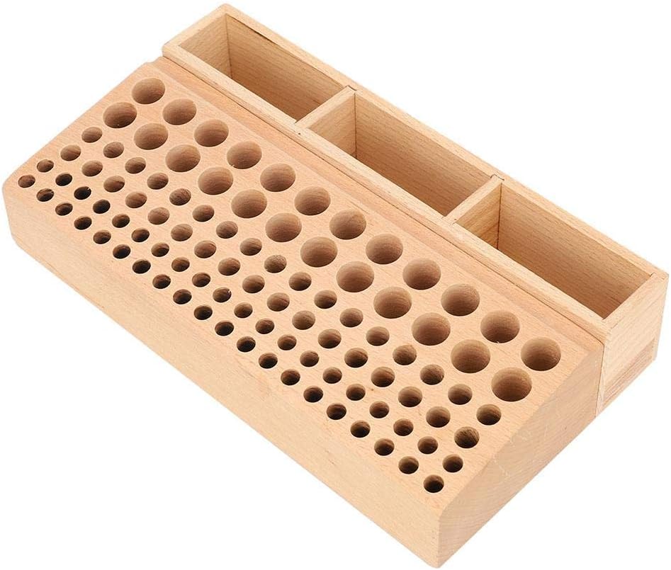 GLOGLOW Leather Tool Holder, 98 Holes Wooden Leather Tools Storage Box