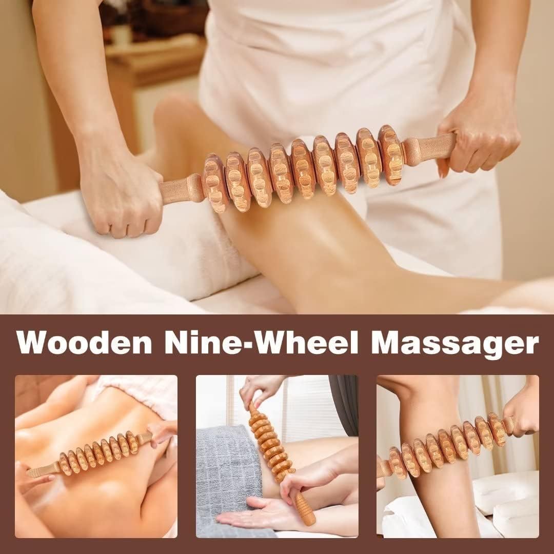 10-in-1 Wood Therapy Massage Tools Gua Sha Wooden Massager for Body Sh
