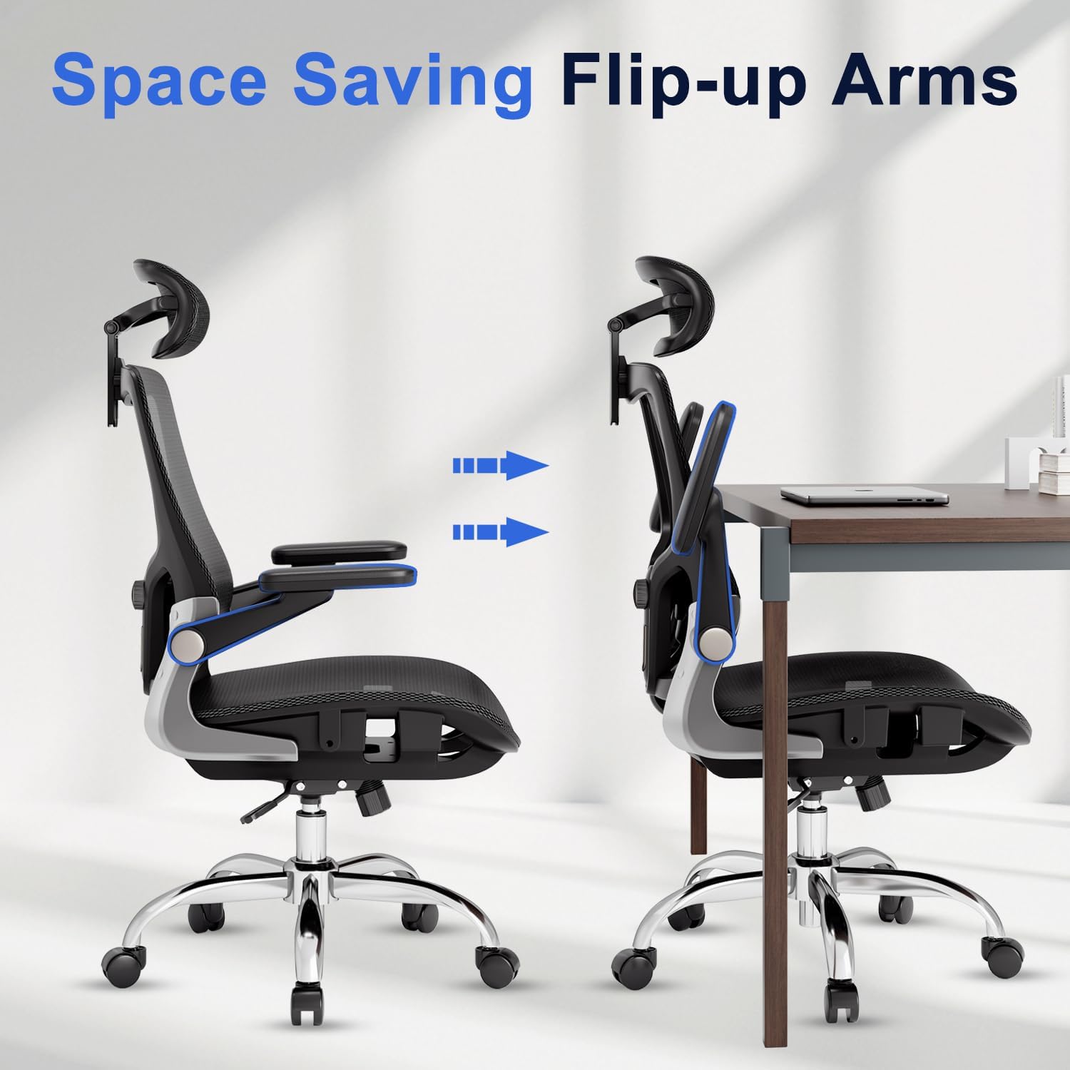 Ergonomic Office Chair, Mesh Seat Cushion with 3D Armrests and 3D Head