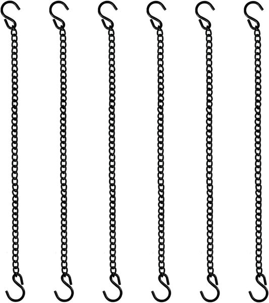 28 inch Hooked Hanging Chain, Used for Bird feeders, Bird Baths, hydroponic Plants, Lanterns, Wind Chimes, Flower Baskets, billboards, and Decorative Purposes, 6 Pieces in Black