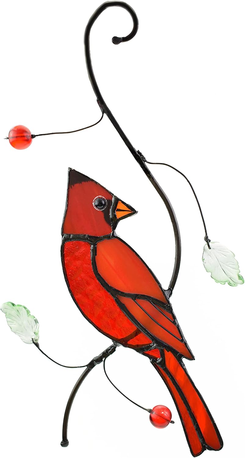 Lolitarcrafts Bigger Cardinal Stained Glass Window Hangings Cute Birds