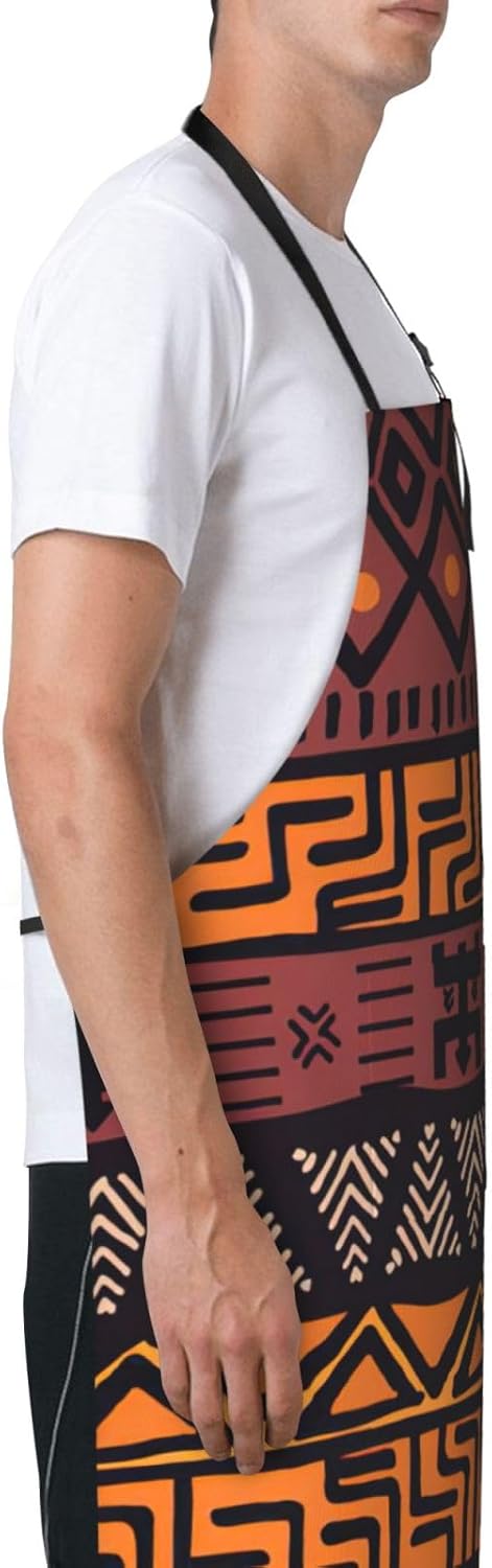 African Mud Cloth Tribal print Waterproof apron with pocket adjustable