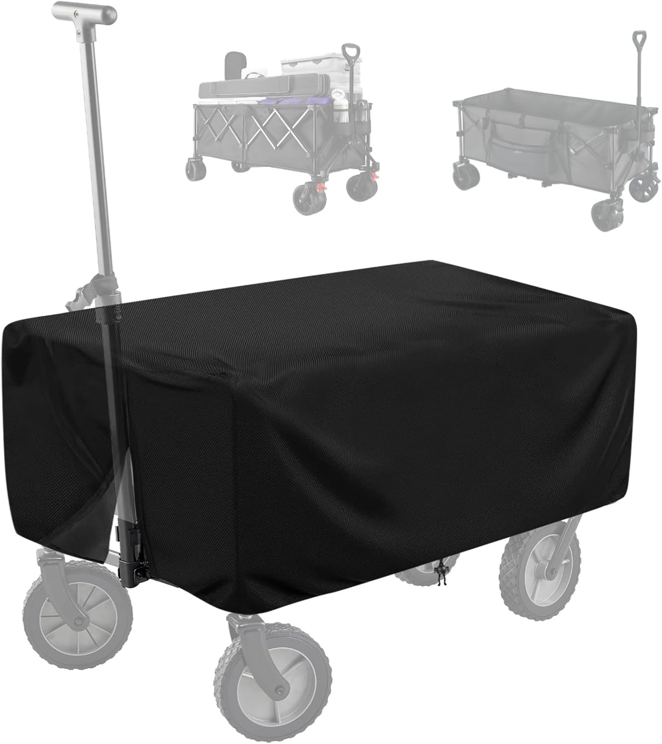 Extended Outdoor Folding Wagon Cover, 600D Oxford Cloth Protective Cover, 54×22×24" Waterproof Garden Cart Covers Heavy-Duty Dust-Proof Collapsible Wagon Carts