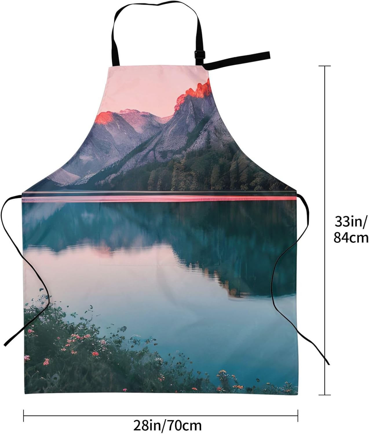 YANYU Lake and Sunset Print 28x33 In Kitchen Apron Stylish Chef Apron 