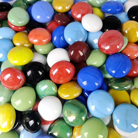 HappyFiller 10+ Opal Colorful Flat Marbles Porcelain Glass Gems for Mosaics,DIY Craft Projecting,Vase Fillers,Coffee Table Decor,Mancala Board Game Replacement,Garden Landscape Gemstones,1 LB