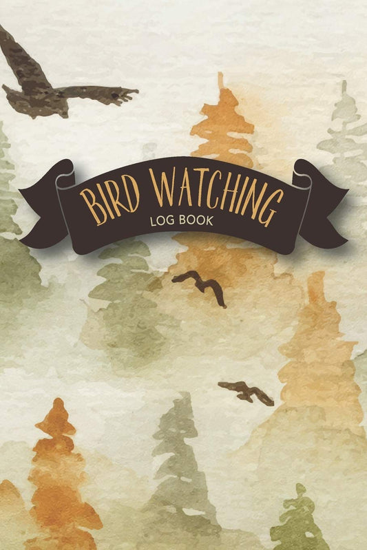 Bird Watching Log Book: Water Color Birds Trees - Large Print Birders 
