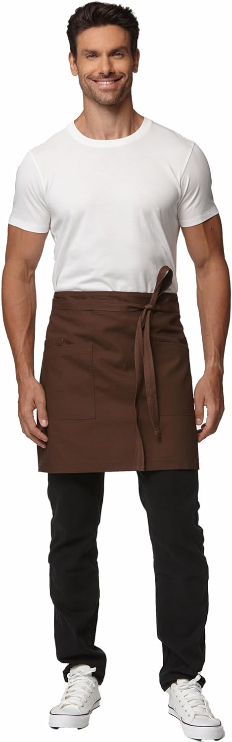 Unisex Half Bistro Apron Server Apron with Pockets Waterproof 4251BY