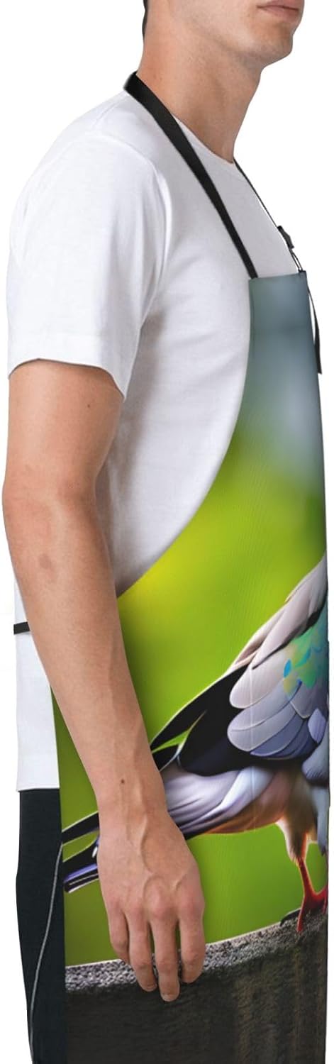 cartoon pigeon 3 print Waterproof chef's apron with pocket apron for k