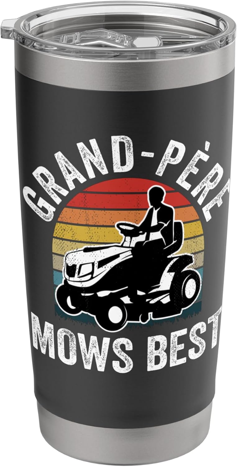 Grand-pere Mows Best Funny Gardener Lawn Care Father's Day Stainless Steel Insulated Tumbler