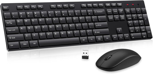 Wireless Keyboard and Mouse Combo, EDJO Silent Full Size Cordless USB 