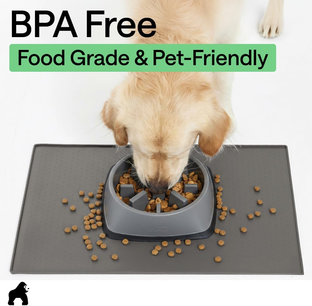 GORILLA GRIP 100% Waterproof Raised Edge BPA Free Silicone Pet Feeding