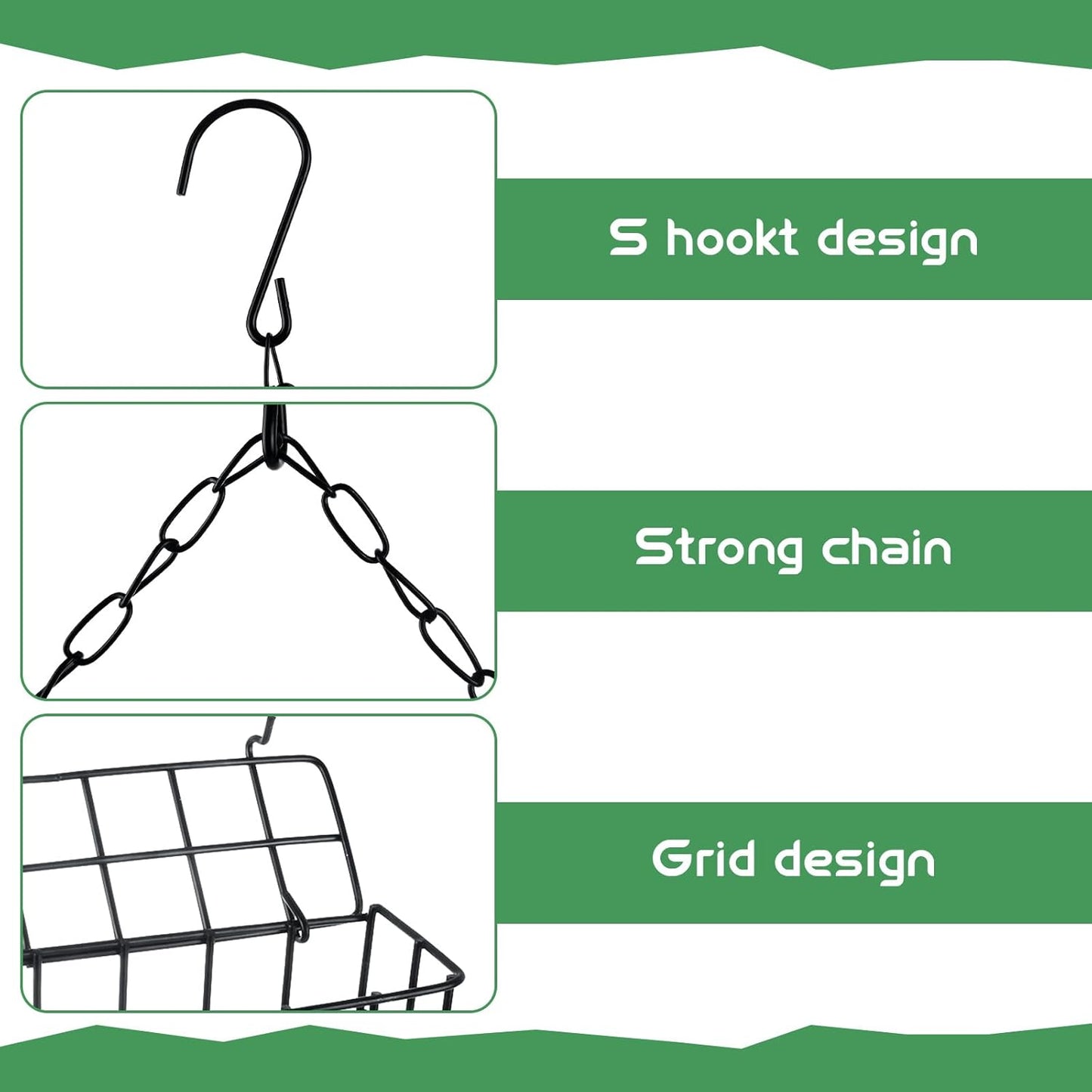 4 Pack Suet Bird Feeders Outdoor Suet Cake Feeder Garden Cages for Outside Hanging Metal Garden Yard Wildbird Woodpeckers Feeding(Black)