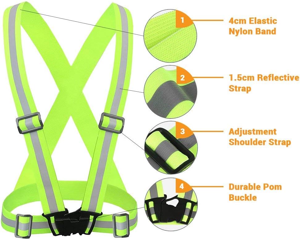 Reflective Vest Running Gear 2Pack, High Visibility Adjustable Safety 