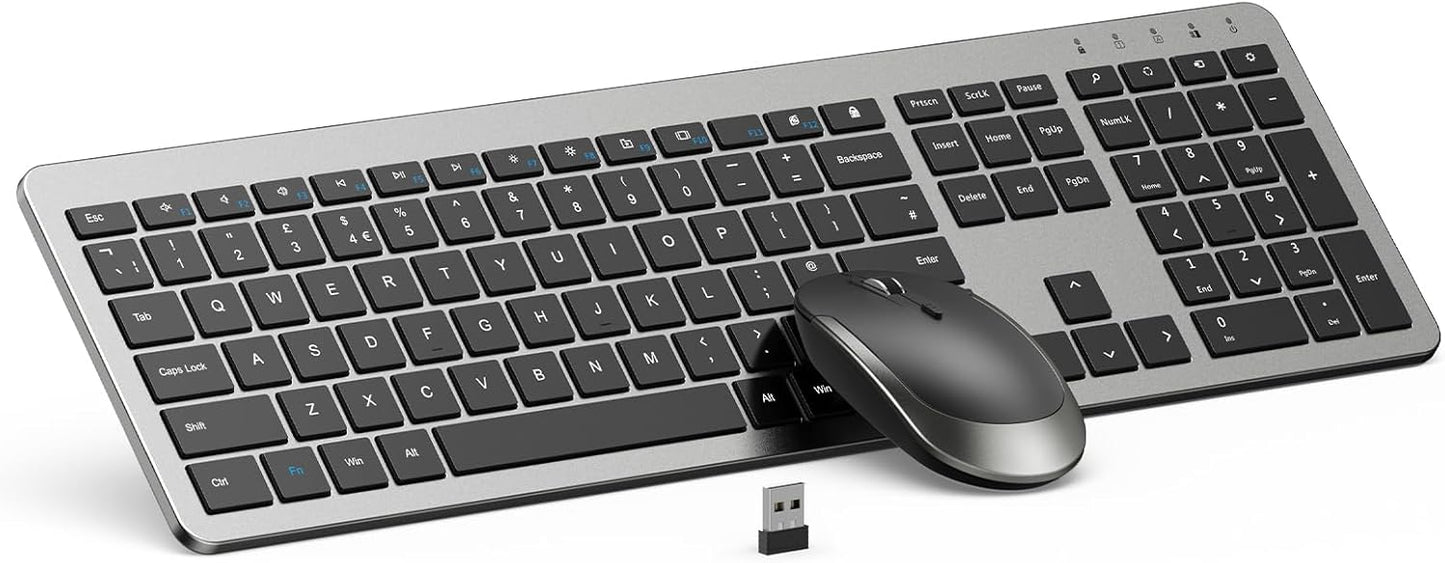Wireless Keyboard and Mouse Combo - Full Size Slim Thin Wireless Keybo