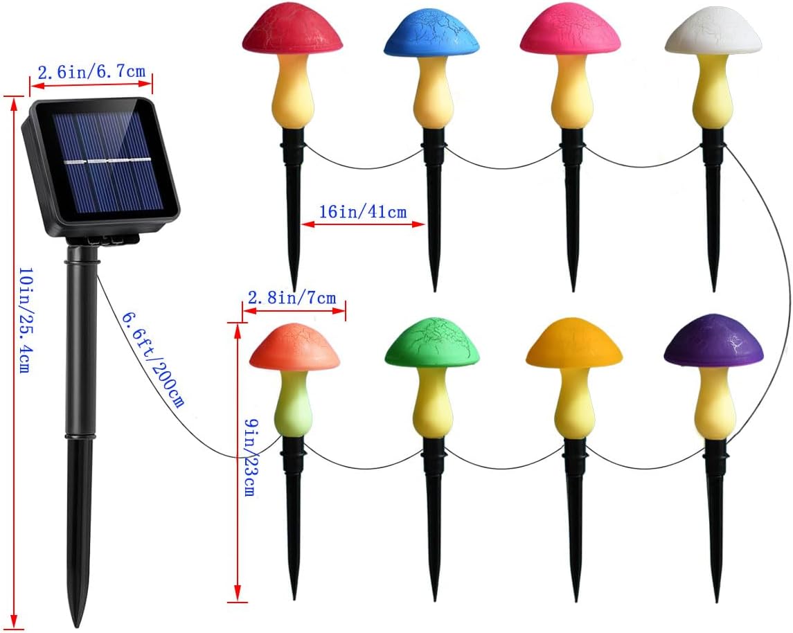 Solar Garden Decor Lights 8 Crack Mushrooms Outdoor Decor Stake Lights