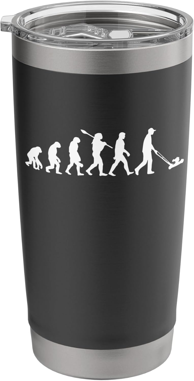 Funny Lawn Care Mower Lawn Mowing Garden Lover Pun Evolution Stainless Steel Insulated Tumbler