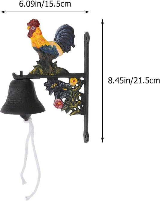YARNOW Vintage Rooster Doorbell Cast Iron Wall Mounted Hand Cranking B