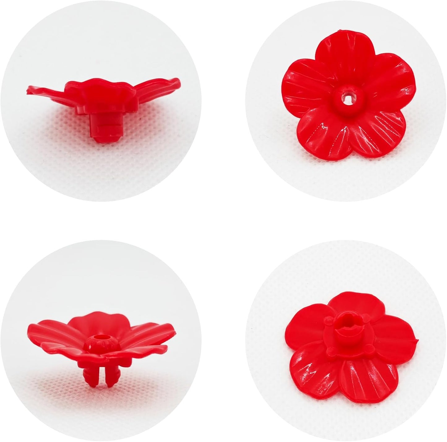 16 PCS Hummingbird Feeder Flowers, Heavy Duty Plastic Feeding Ports Replacement Parts for Outdoor Hanging Bird Feeders (Red)