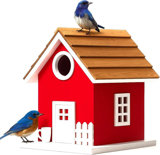 Vinyl Water Proof Bird House for Outside, Shingle Roof Bluebird House 