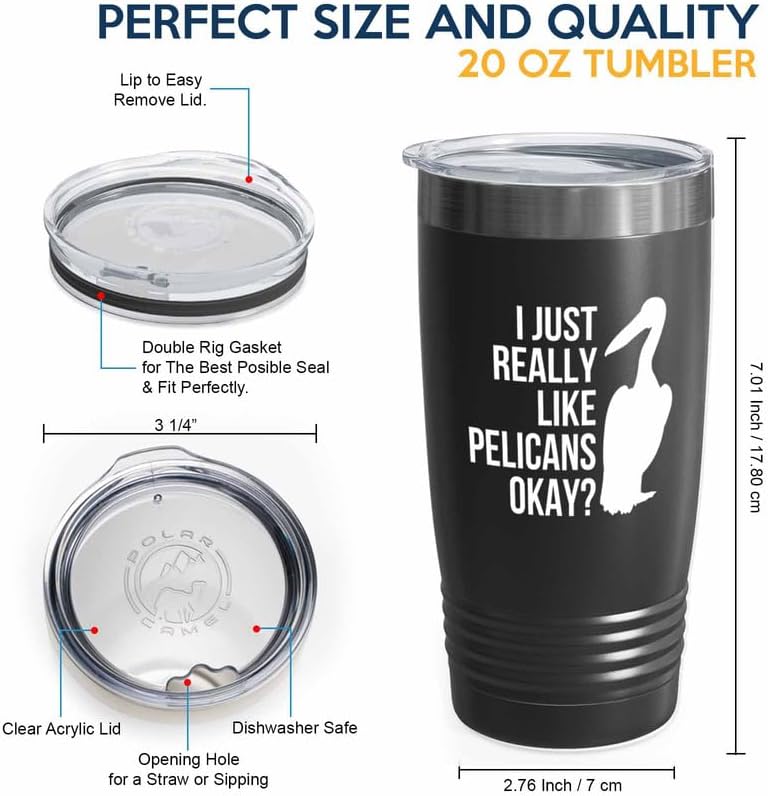 Birding Black Edition Viking Tumbler 20oz - Really like Pelicans - Bir