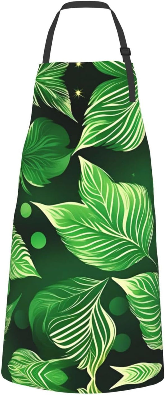 St Patricks Day Leaves print Waterproof chef's apron with pocket apron
