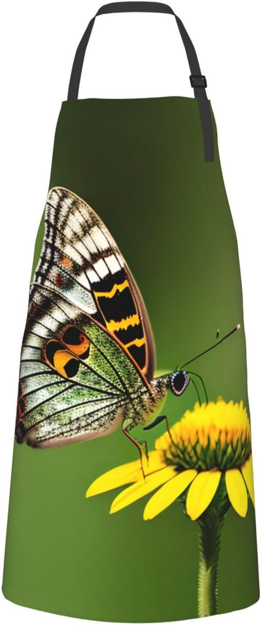 Beautiful glowing butterfly 1 print Waterproof chef's apron with pocket apron for kitchen cooking baking barbecue and gardening