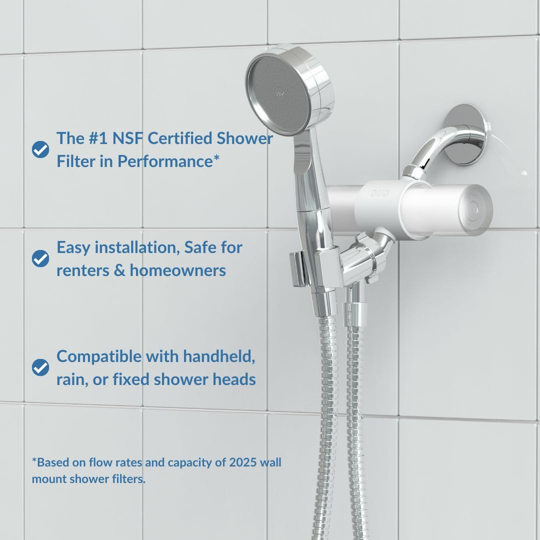Weddell Duo Shower Filter – NSF Certified Shower Filter for Chlorine Reduction, Lead-Free, Easy Installation, Award-Winning Filter for Healthier Hair & Skin (Black)