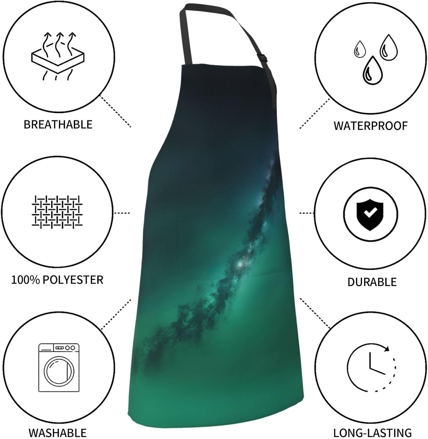 Galaxy Green print Waterproof chef's apron with pocket apron for kitch