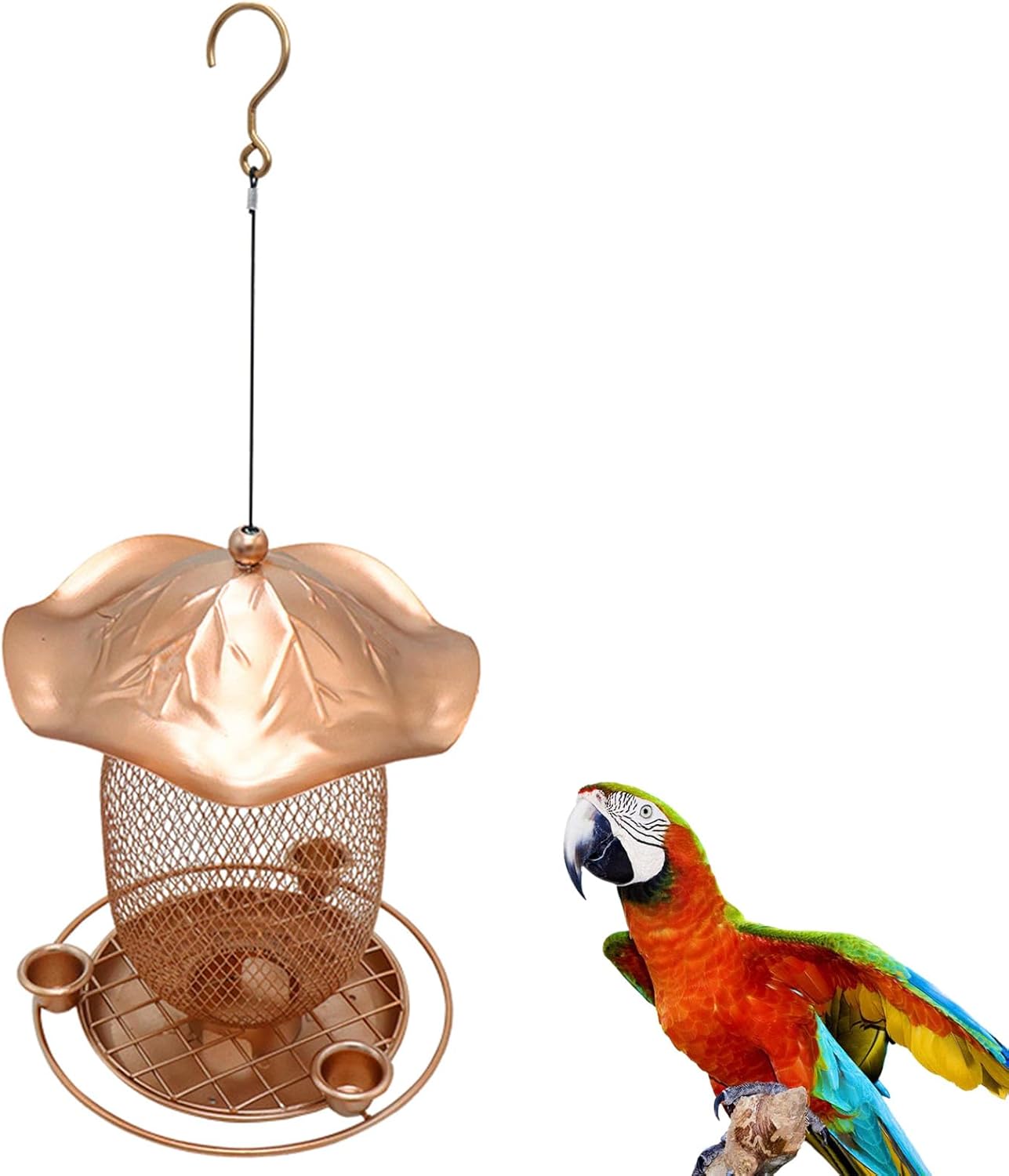 Iron Bird Feeder for Outdoor Hanging Large Capacity Wild Bird Feeder S