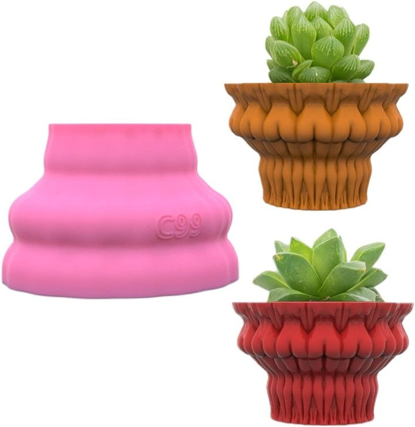 Overlapping Body Concrete Flower Pot Mold Succulent Planter Vase Silicone Mold Plaster Epoxy Resin Pen Brush/Candle Holder Mold Cement Polymer Clay Mould