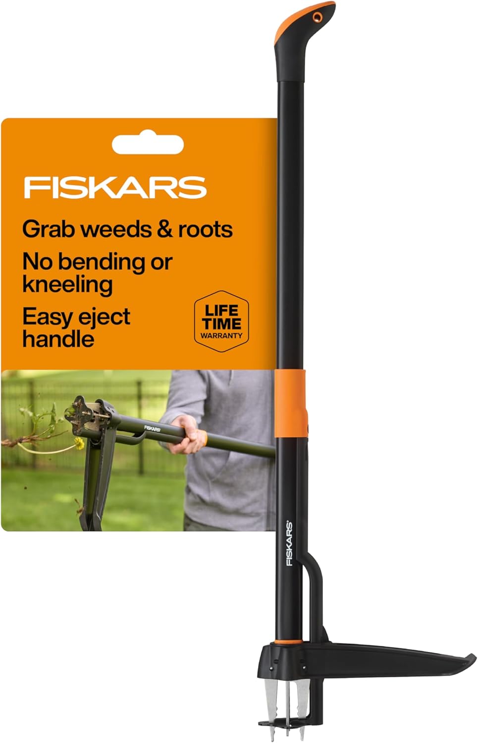 Fiskars 4-Claw Stand Up Weed Puller Tool, Gardening Hand Weeding Tool 