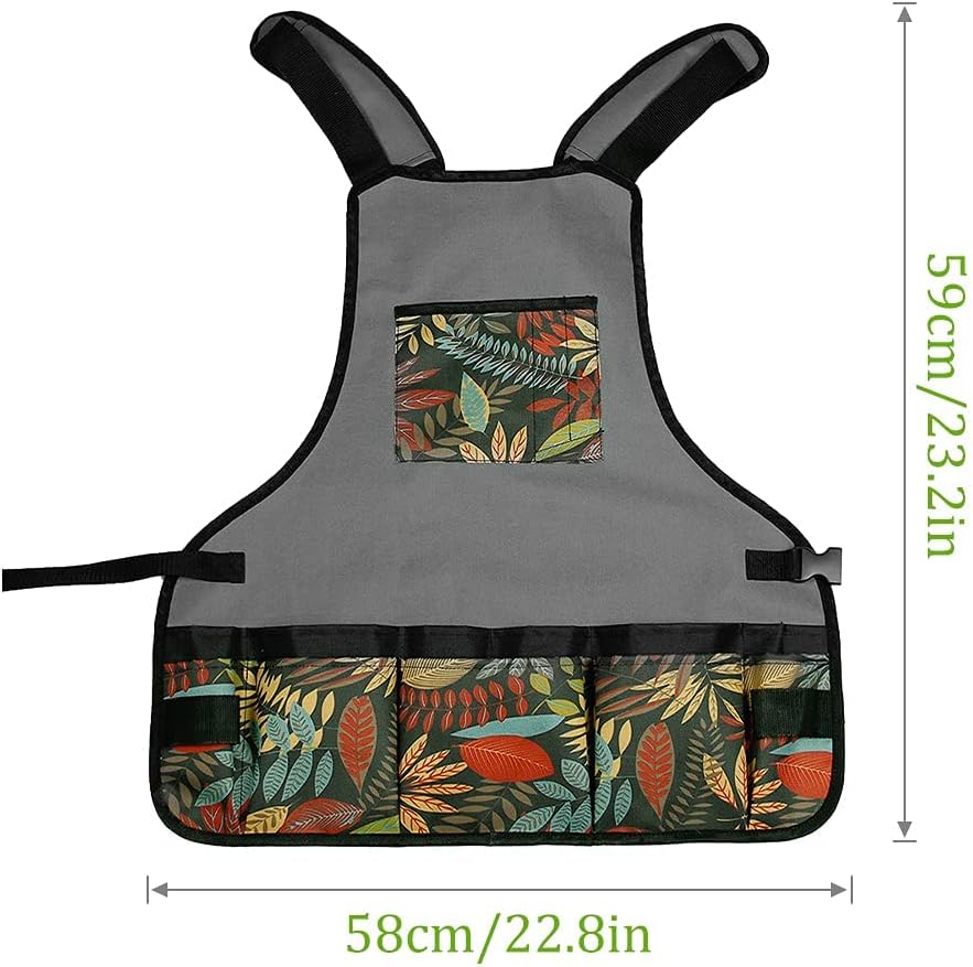 Laelr Garden Apron Oxford Cloth Work Apron With Pockets Adjustable Hea