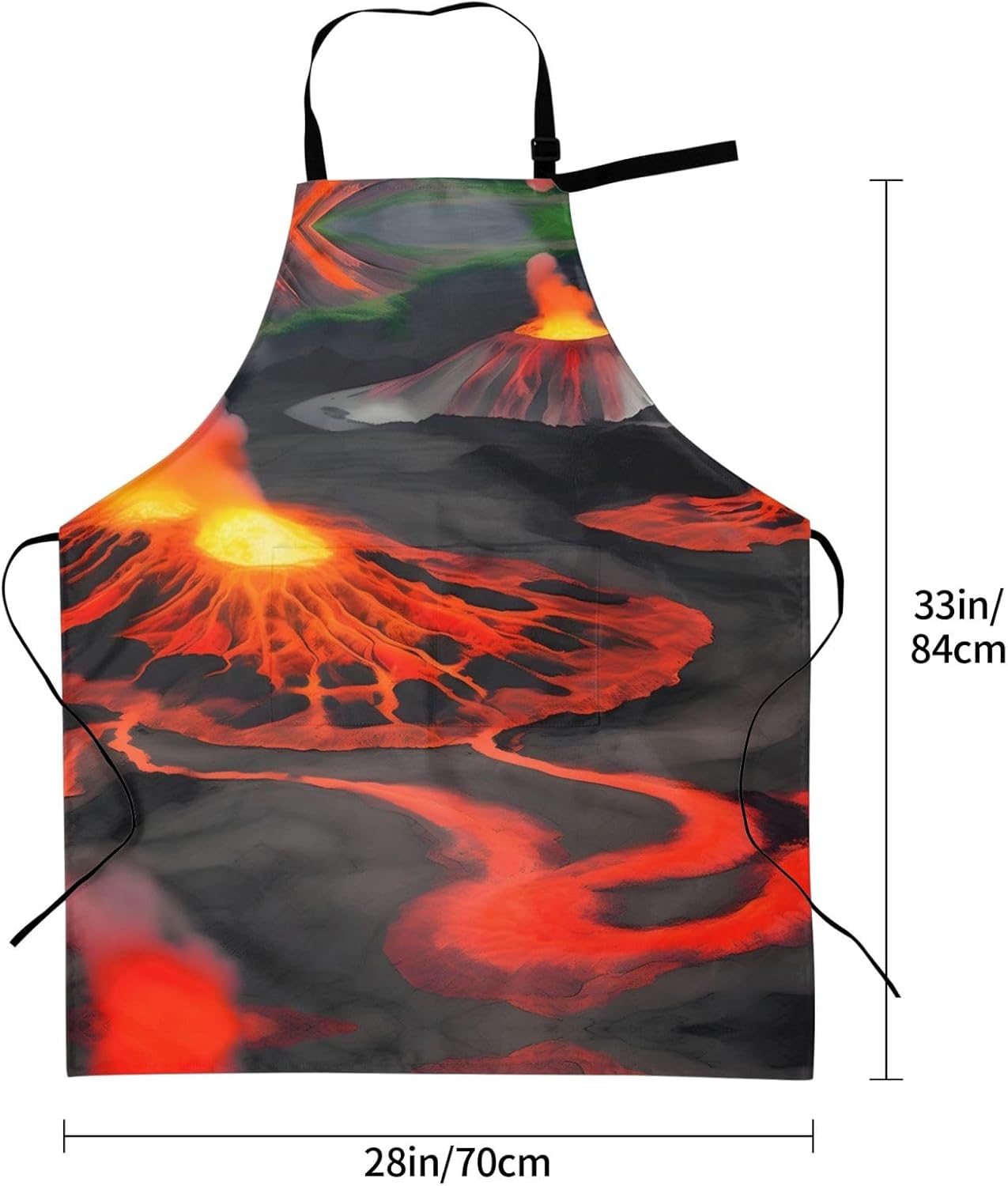 Kilauea Volcanos Print Laundry apron 28x33 In Waterproof Kitchen Apron with Pockets for Cooking Baking