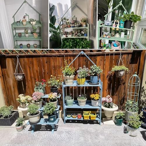 3-Tier Garden Plant Shelf with Workstation Table - Outdoor Potting Bench & Storage Cabinet for Patio, Green Gardening Organizer, Space-Saving Plant Stand, Durable & Stylish