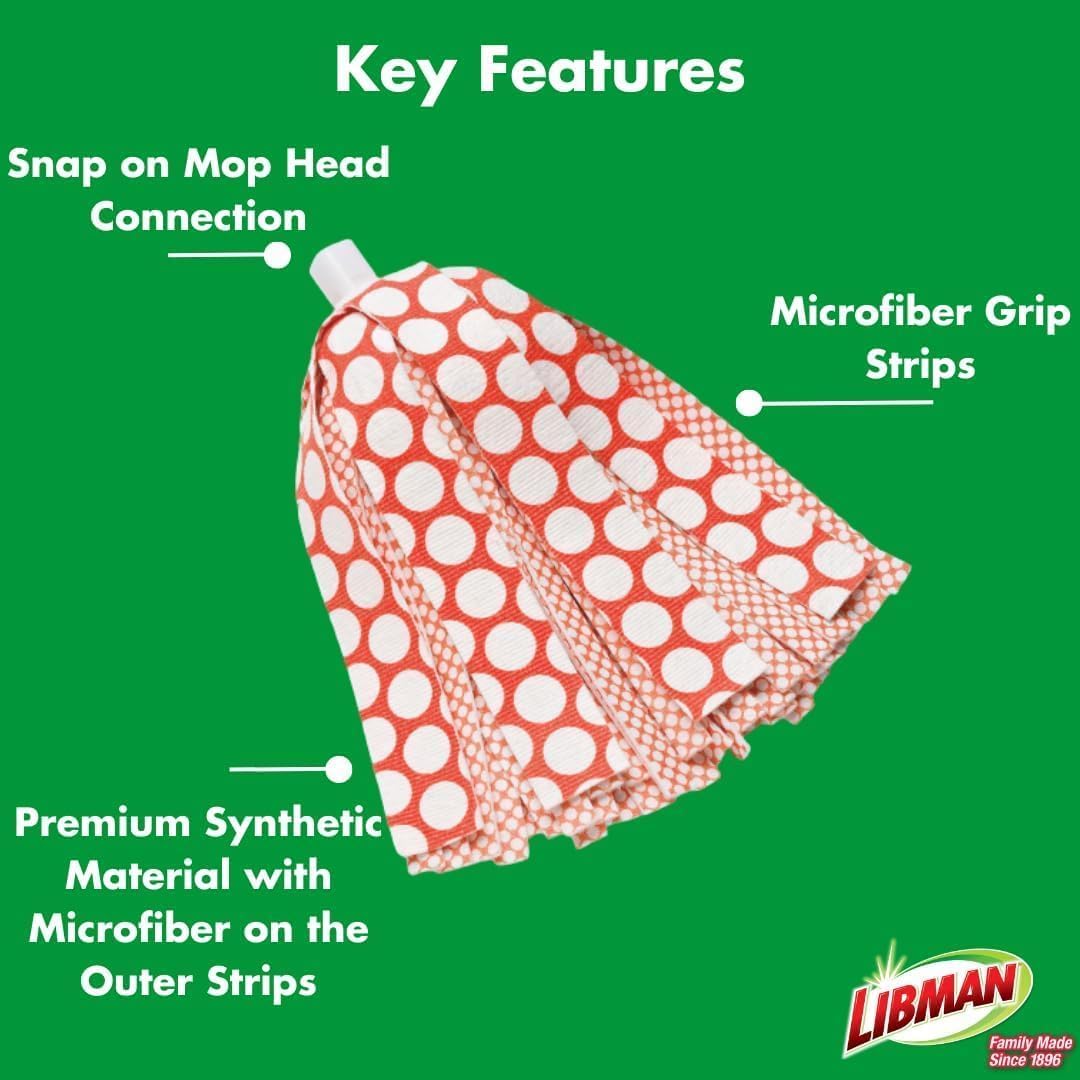 Libman Wonder Mop Head Replacement | Absorbent Microfiber | Self Wringing | Best Refill | Machine Washable | Multi-Surface Floor Mop | 3 Replacement Pads