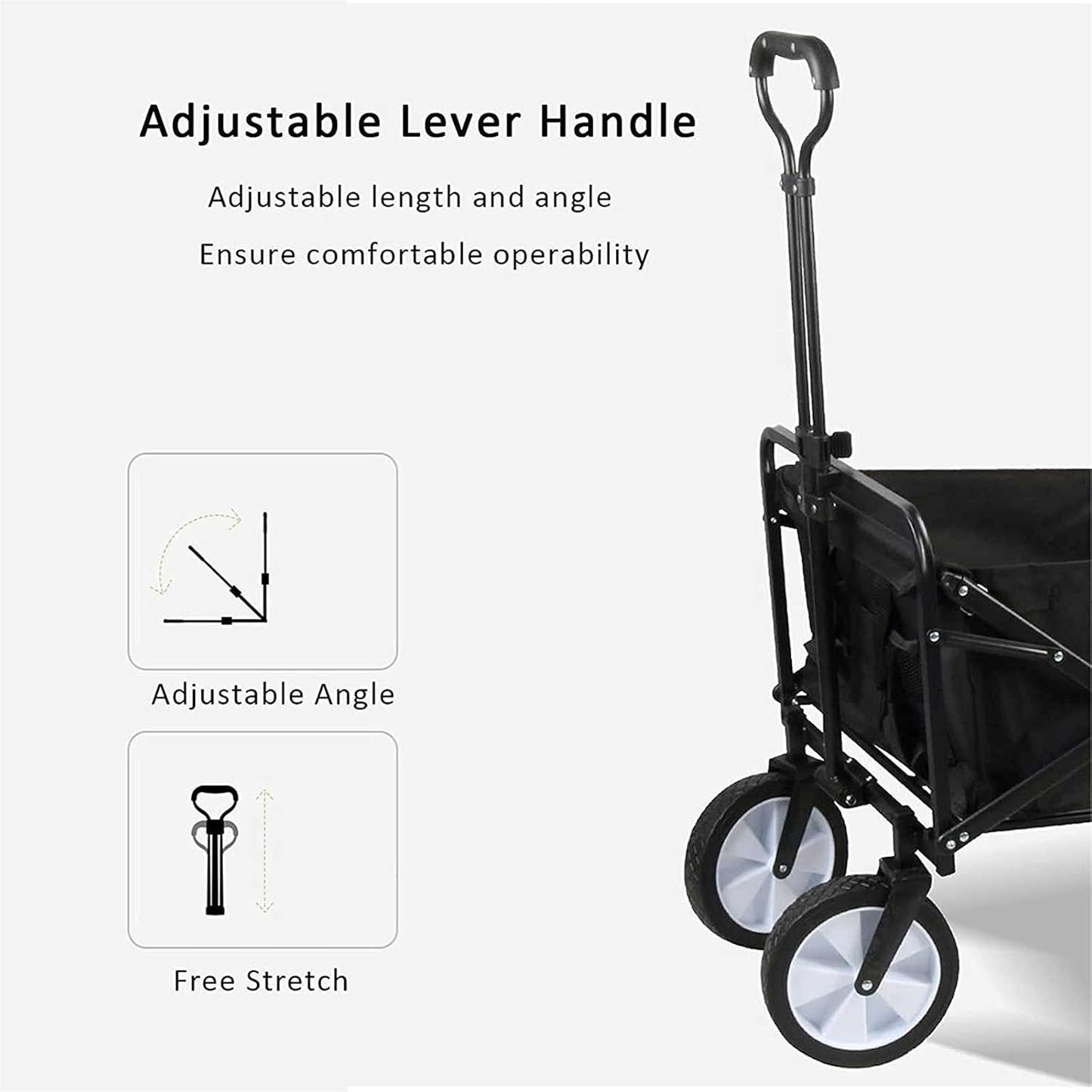 Foldable Wagon Cart Garden Cartoutdoor Multifunctional Sports Wagon with Side Pockets and Telescopic Handles Suitable for Outdoor Beach Festivals