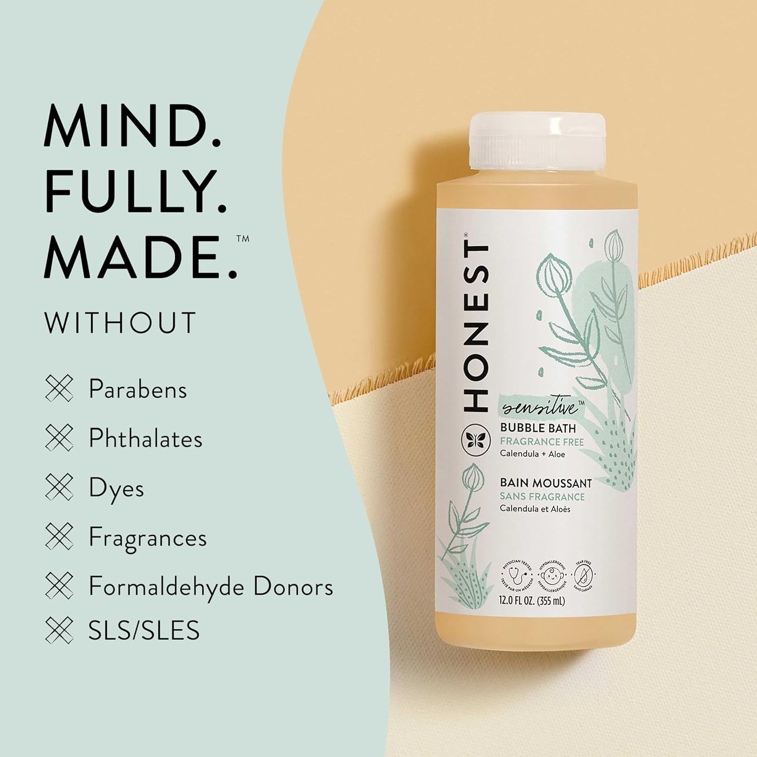 The Honest Company Foaming Bubble Bath Gentle for Baby, Naturally Deri