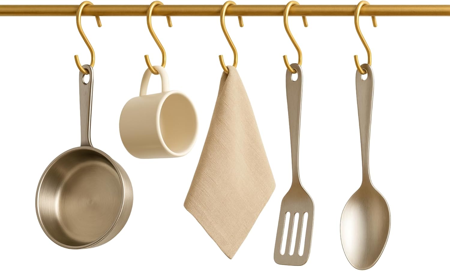 Brass S Hooks – Hanging Hooks for Kitchen, Bathroom, Garden & Closet O