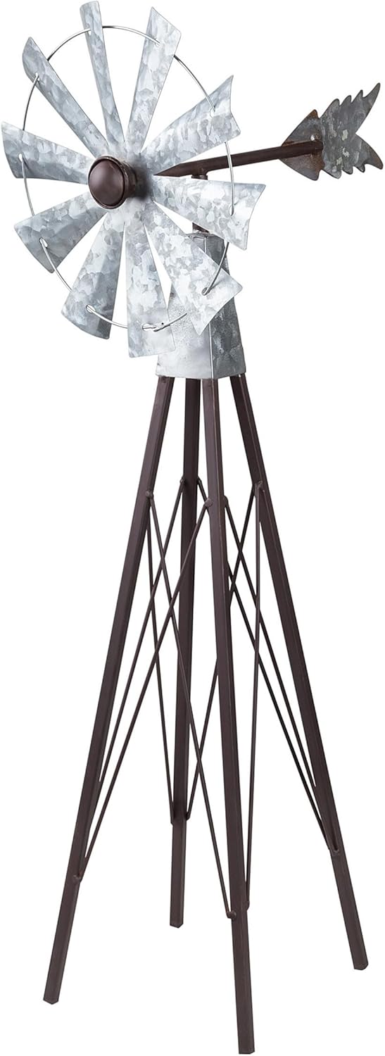 Alpine Corporation 24" Tall Outdoor Metal Wind Spinners, Kinetic Rusti