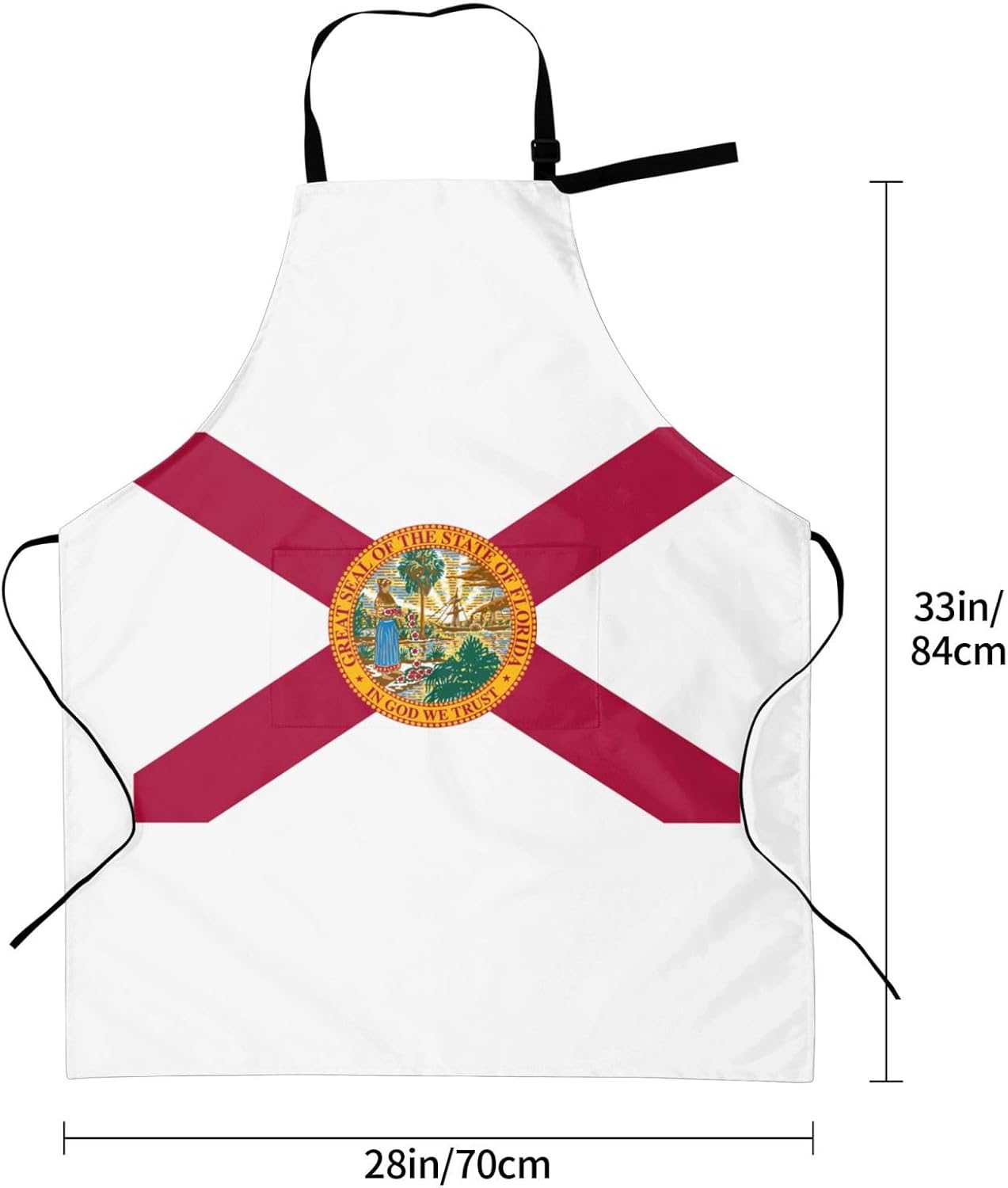 Flag of Florida Print 28 x 33in Waterproof Apron with Pockets Fashionable Versatile Smock for Baking
