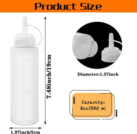 12 Pack 8 oz Plastic Squeeze Bottles Multipurpose Squirt Bottles for Ketchup,Condiments,BBQ Sauce,Dressing,Barbecue,Grilling,Crafts,Syrup and More
