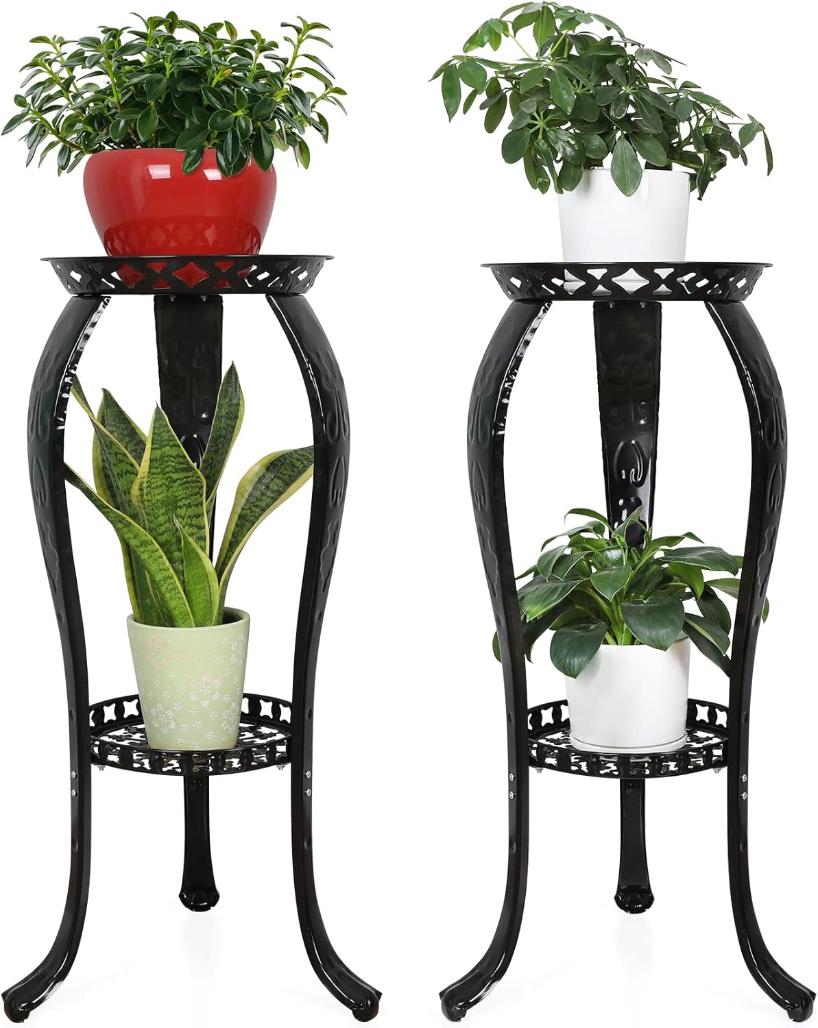 Ufine 2 Tier Metal Plant Stand Indoor Outdoor Iron Art Flower Pot Hold