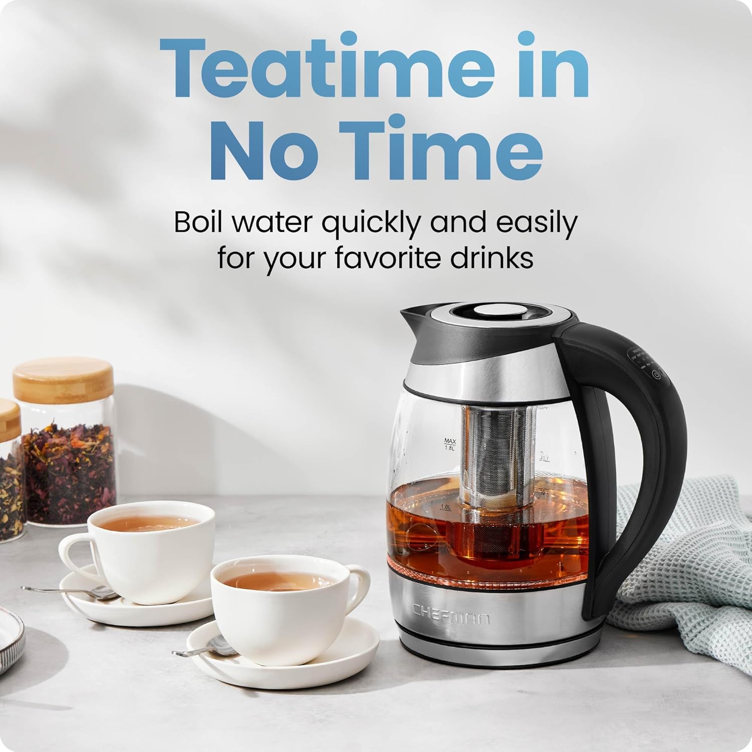 Chefman Electric Kettle with Temperature Control, 5 Presets LED Indica