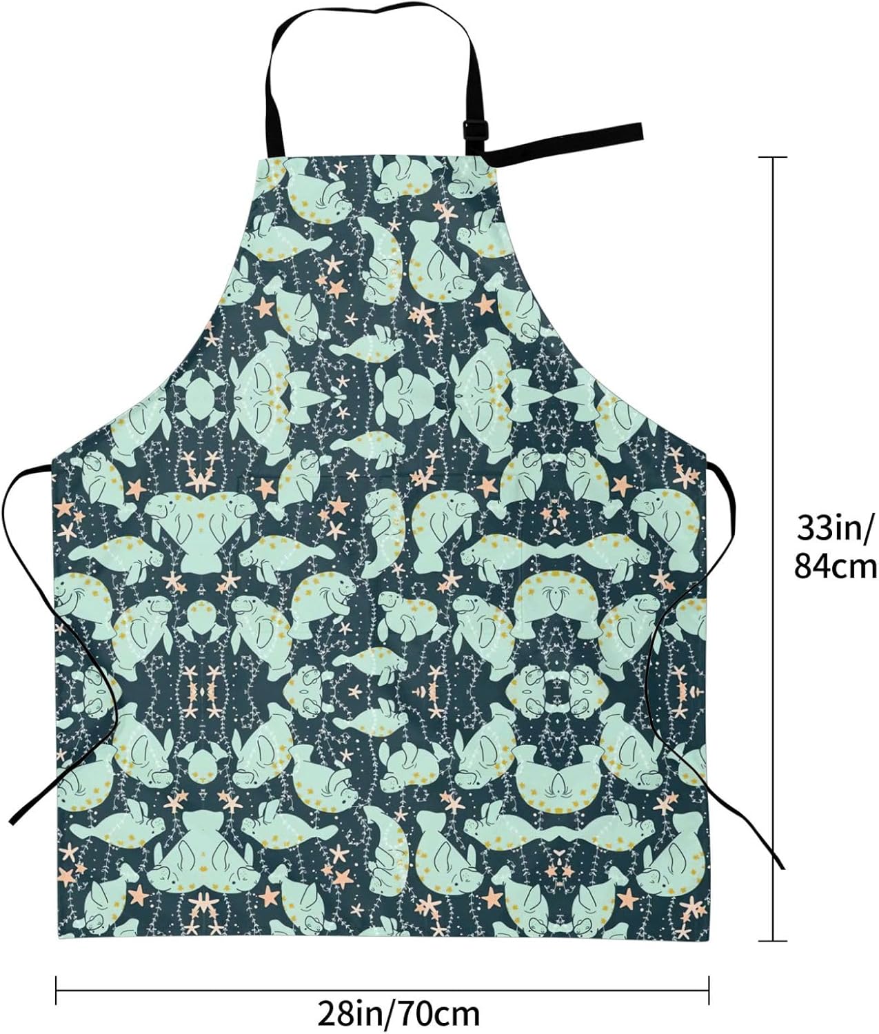 Manatee Animals Calf print Waterproof apron with pocket adjustable cooking apron for adult kitchen bibs to bake
